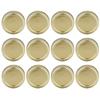 12 Stück 70mm Runde Regular Mouth Split-Type Einmachglasdeckel Behälter Abdichtungsdeckel für Gewürze Honig Einkochen(XH00176 Gold )