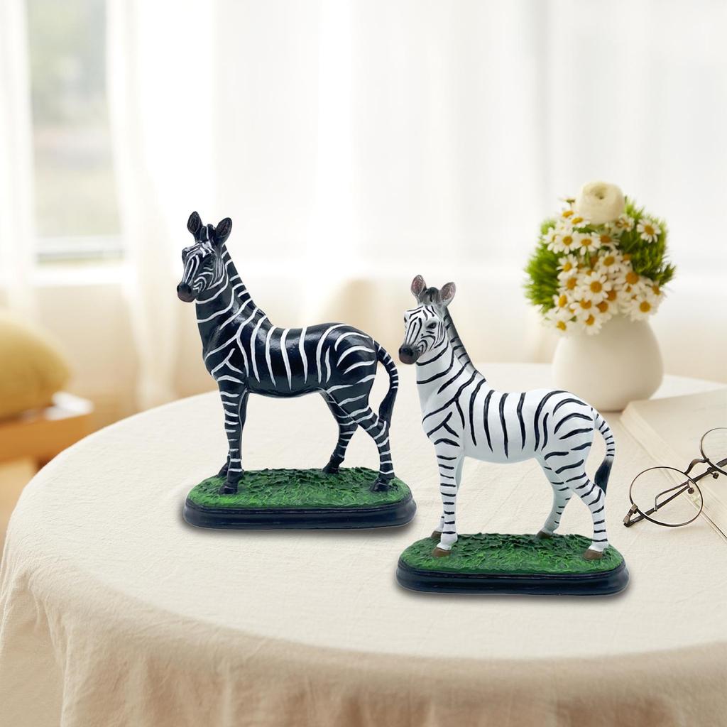 Striped Zebra Figurine Resin Miniature Animal Sculpture Desk Decoration Figure for Interior Home Decor