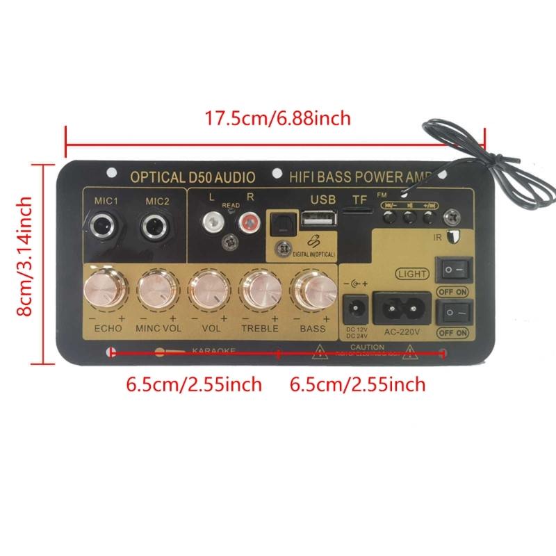 100W Subwoofer Amplifier Board Bluetooth-compatible Karaoke Amplifier Home Car Amplifier Board Microphone Preamplifier