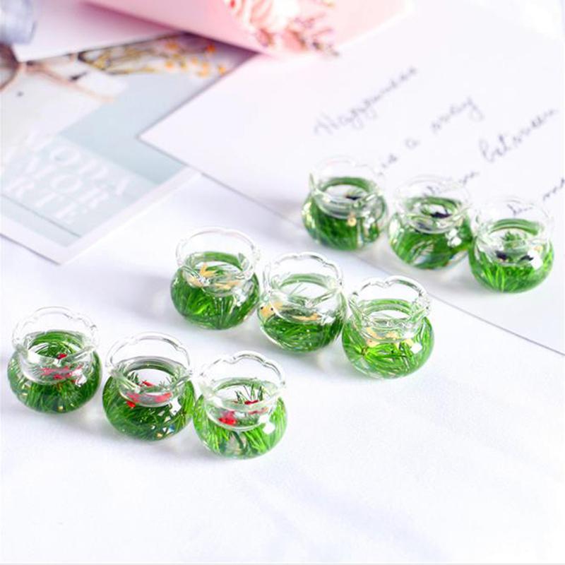 1/12 Lovely Dollhouse Miniature Glass Fish Tank Bowl Aquarium Doll House Home Ornaments Toys