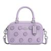 Satchel 18 Floral Decoration Smooth Leather Shoulder Handbag Small Women Handbags Purple CAJ99-SVLL