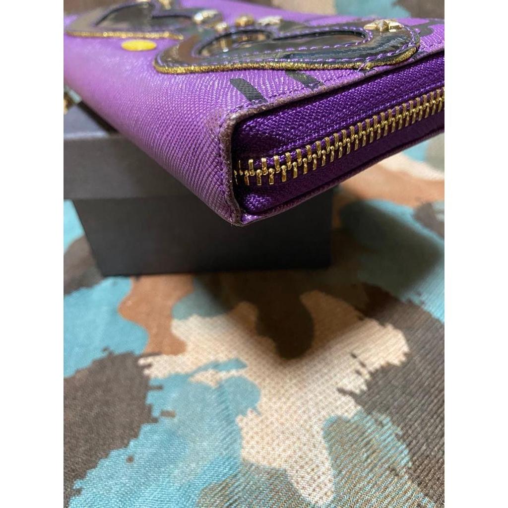 Used Heart-shaped sunglasses decoration purple long wallet