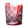 Retro Kiriko Glass Waterfall Current Model J-kitchens Cup, 80xH90mm, 280cc, Pattern, Red, Kasho,