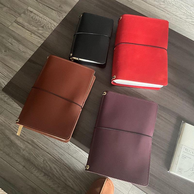 Retro A5/A6 Crazy Horse Cowhide Book Cover with Card Slots - Portable Diary & Travel Binder