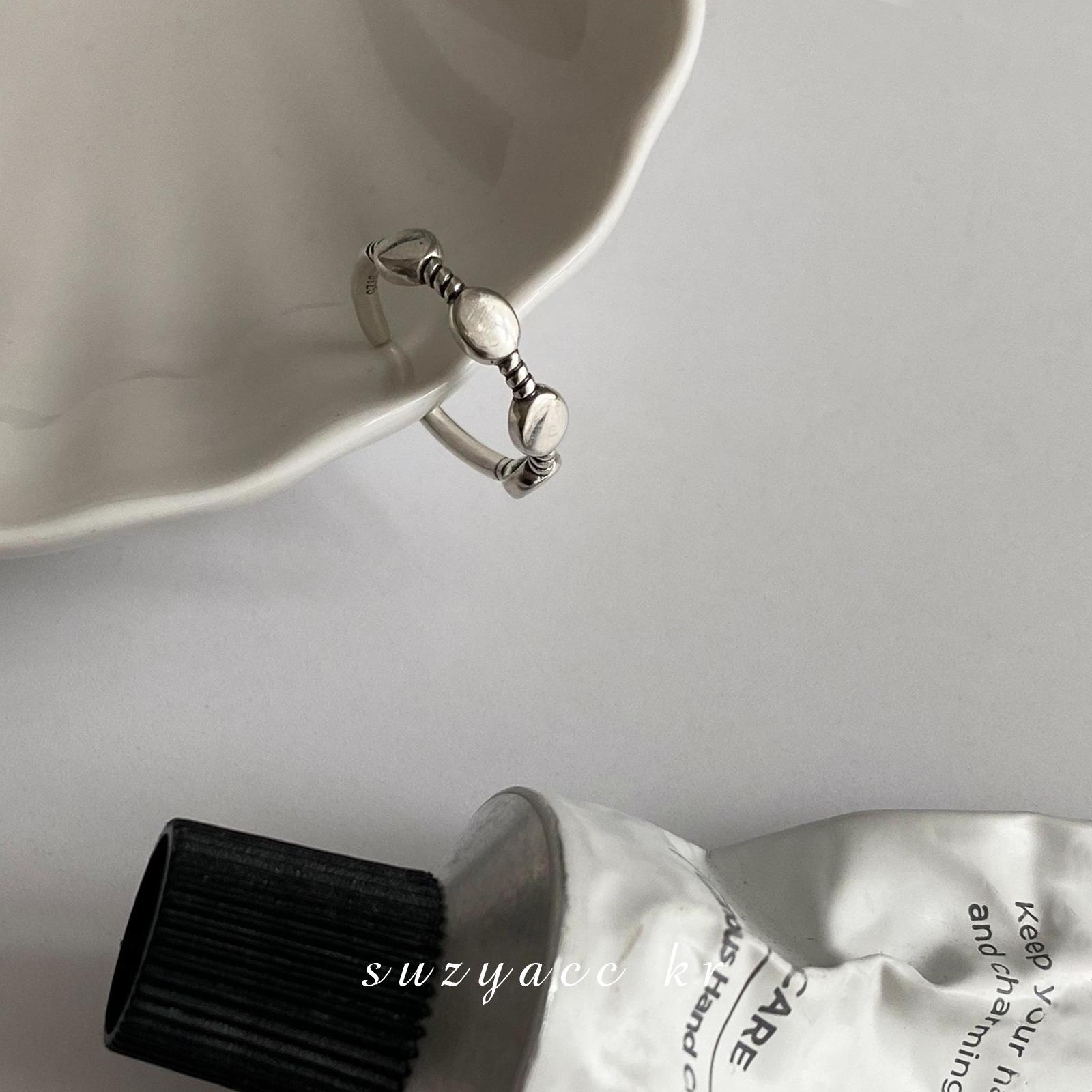 

S925 Sterling Silver Double Layer Heart Ring - Korean Style Light Luxury Open Index Ring Adjustable Open