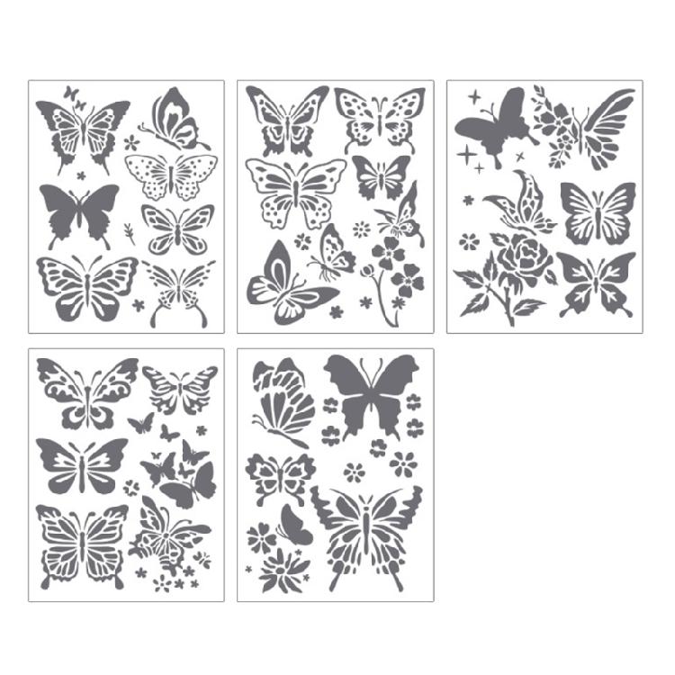 5Pcs Flower/Leaf/Butterfly Templates Reusable PET Drawing Stencils for Wood Sign Scrapbooking Painting Wall Decoration