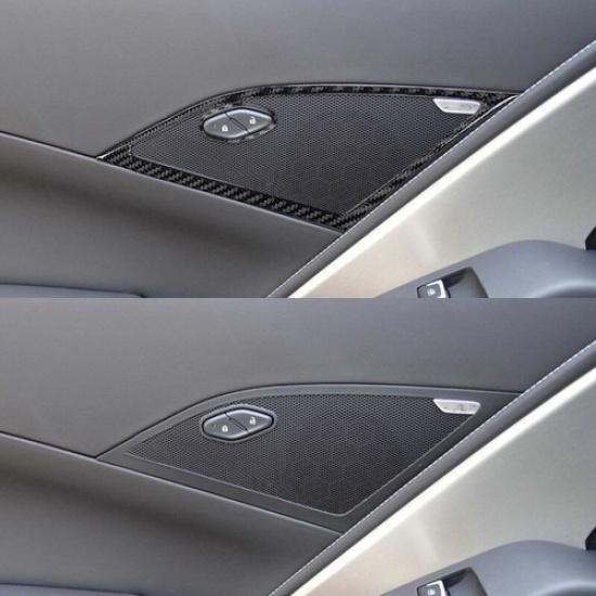 3PCS Carbon Fiber Door Speaker Interior Sticker Trim For Corvette C7 2014-19