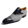 Fashion Men's Leather Shoes Denim+cow Leather Upper Material Lace Up Fashion Oxfords for Man Perfect For Business Wedding Office Wearing