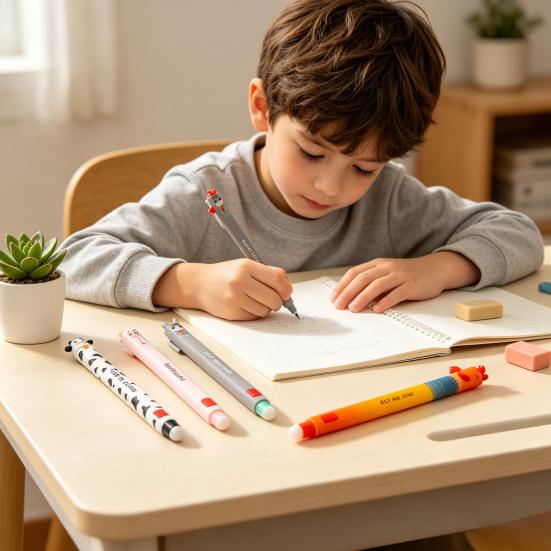 Radierbare Gelstifte mit Bauernhoftiermotiven für Kinder – Niedliche Cartoon-Designs: Kuh, Truthahn, Esel, Schwein – Schreibt sanft und ist leicht zu radieren – Spaß an der Schule