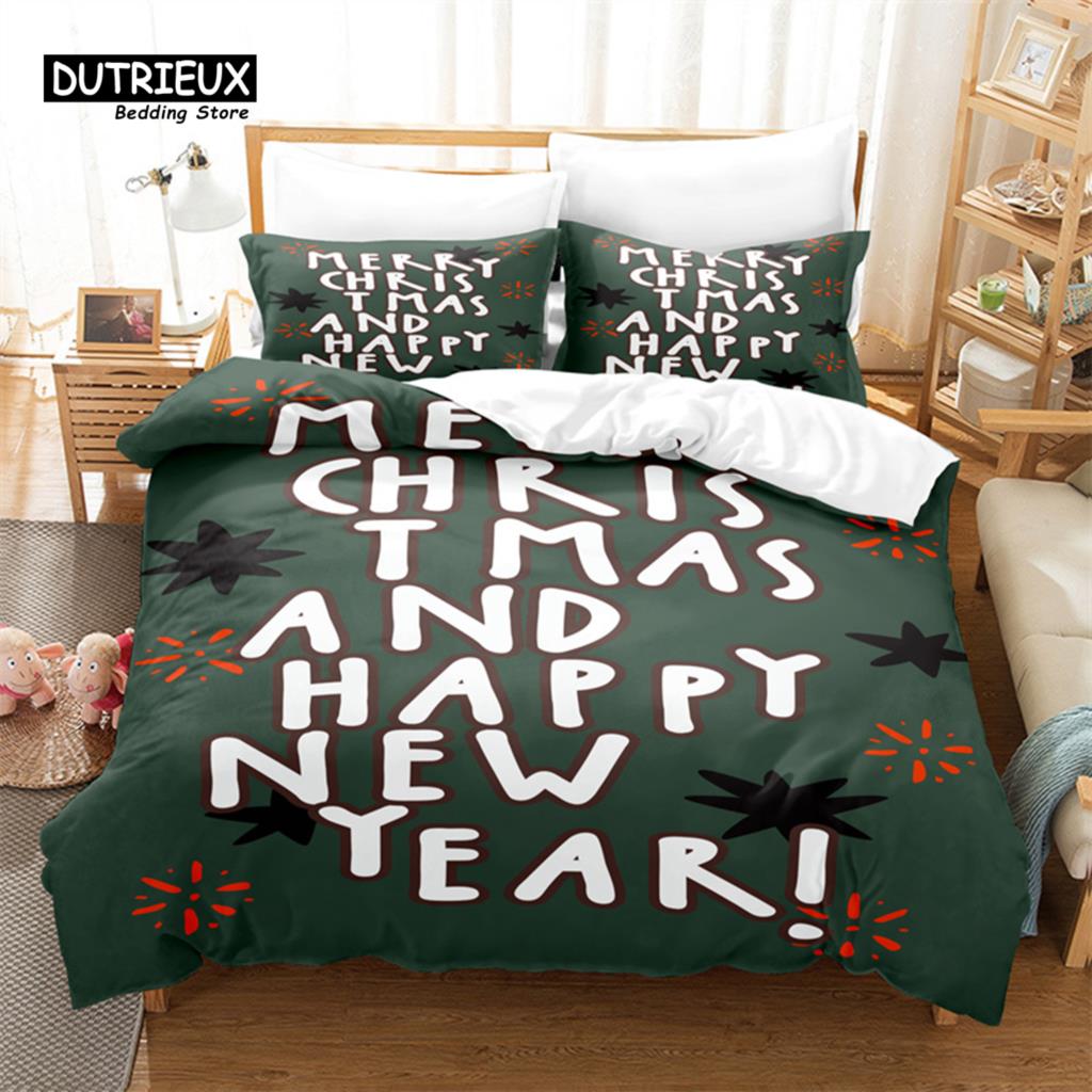 

Креативный рождественский комплект постельного белья, набор пододеяльников из 3 предметов, мягкий, удобный, дышащий пододеяльник, для декора спальни, гостевой комнаты EU single(135x200cm)