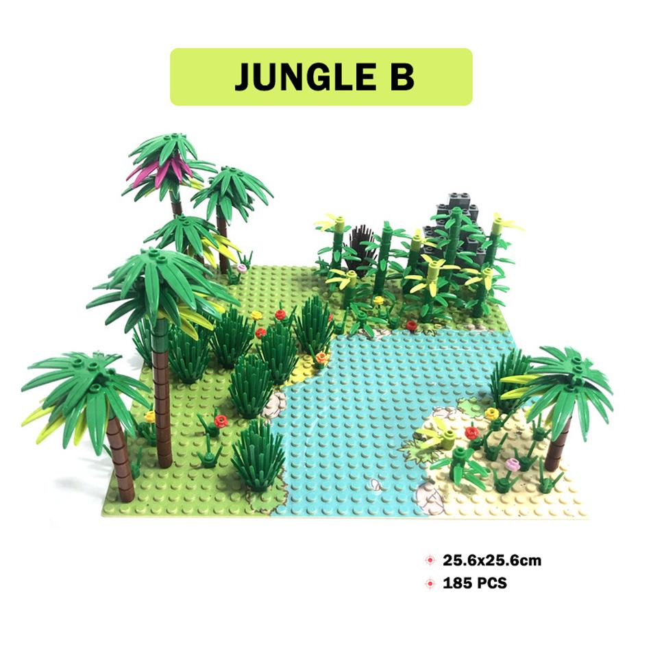 DIY Militär Dschungel Thema Szene MOC Bausteine Armee Architektur Bunker Gräben Lager Module Steine Spielzeug für Kinder Geschenke