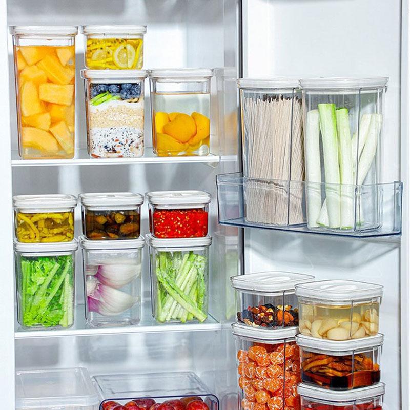 Household Knob Sealed Jar Snack Storage Jar Transparent Fresh-keeping Box with Lid Plastic Sealed Box Kitchen Storage Jar