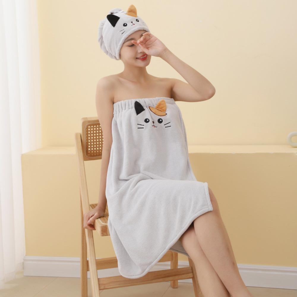 No Shedding Drying Hair Towel Cute Kitty Microfiber Hair Drying Wrap Bath Hats Dry Hair Cap Women