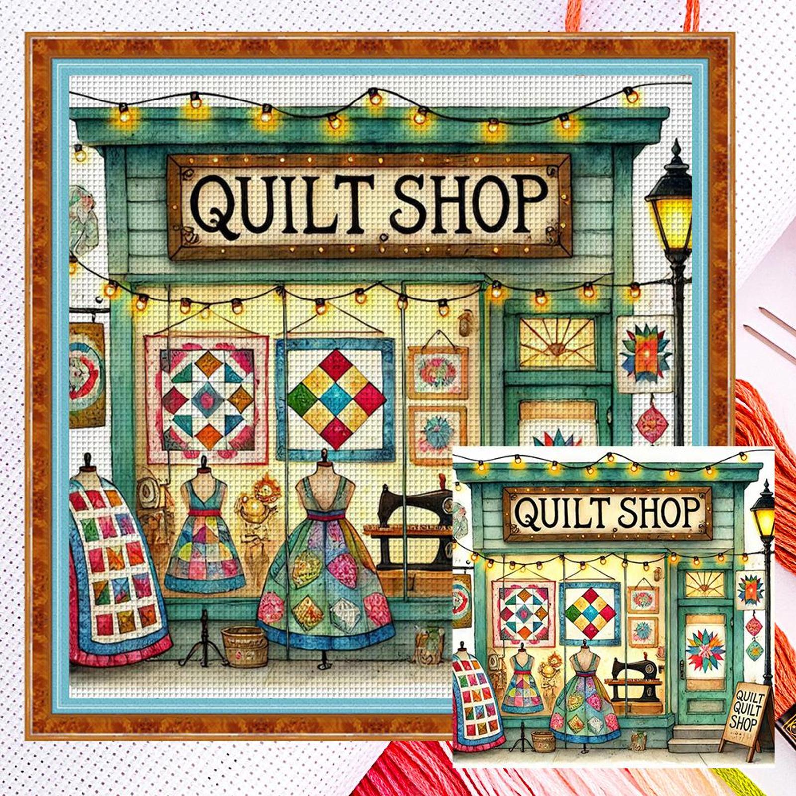 

Полная вышивка Эко-хлопковой нитью 14CT Напечатанный Набор для вышивания крестом для квилт-шопа Искусство