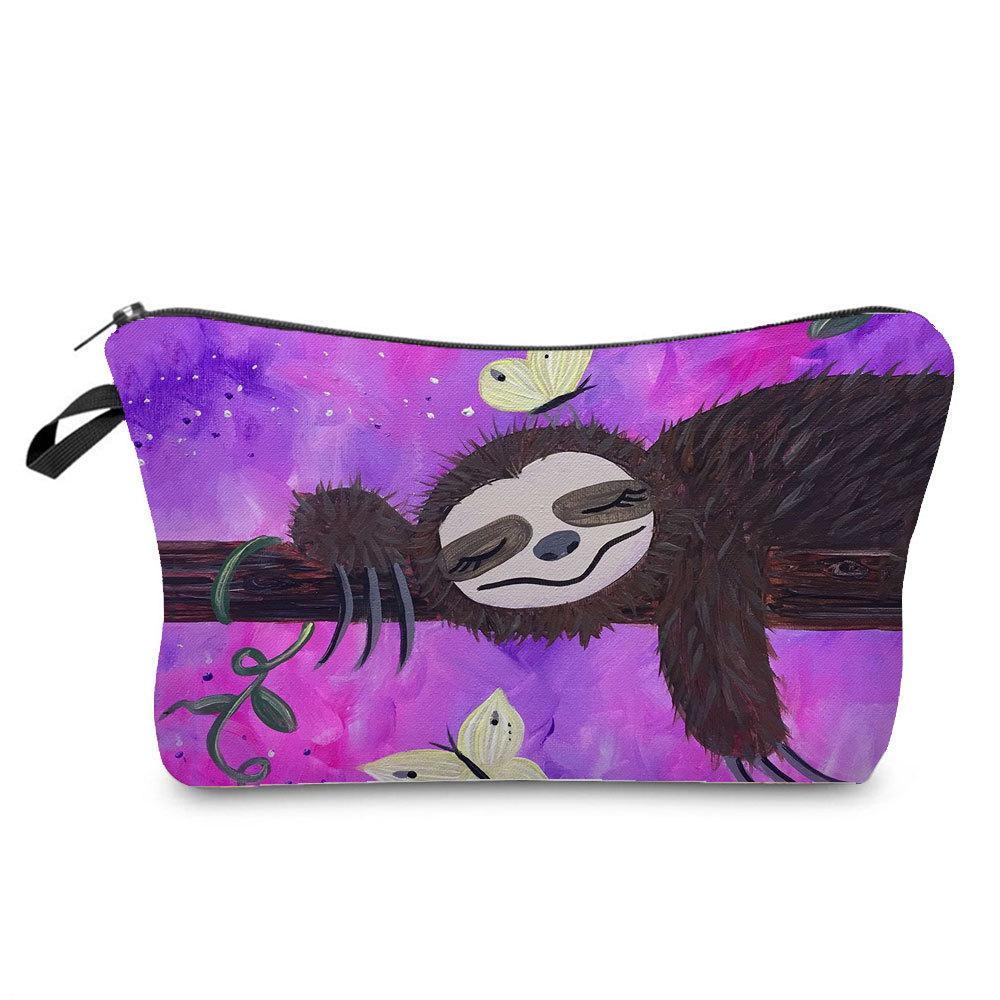 Women Sloth Print Cosmetic Bag Toiletries Organize Travel Storage Case 6403