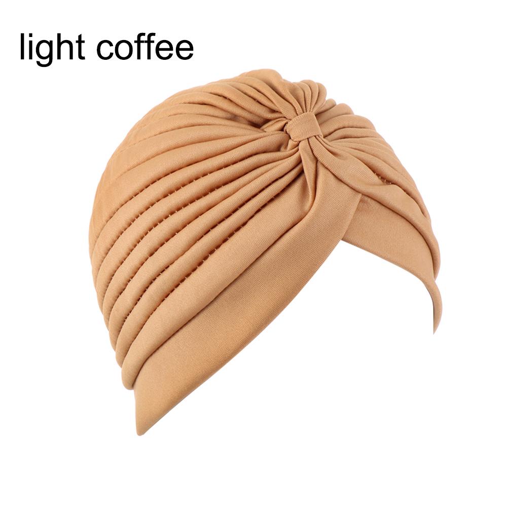 Solid Color Women Elastic Cotton Fold Turban Hat Soft Bonnet Muslim Hijab Ladies Head Wrap Warm Beanies Chemo Hat