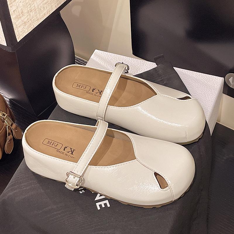Thick-soled bag head cool slippers women's outer wear summer 2025 new with skirt super fire one pedal half tray silver single shoes