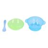 Toddler SelfFeeding Bowl Silicone Suction Bowls Plastic Baby Food Bowl with Lid Spoon(Green )
