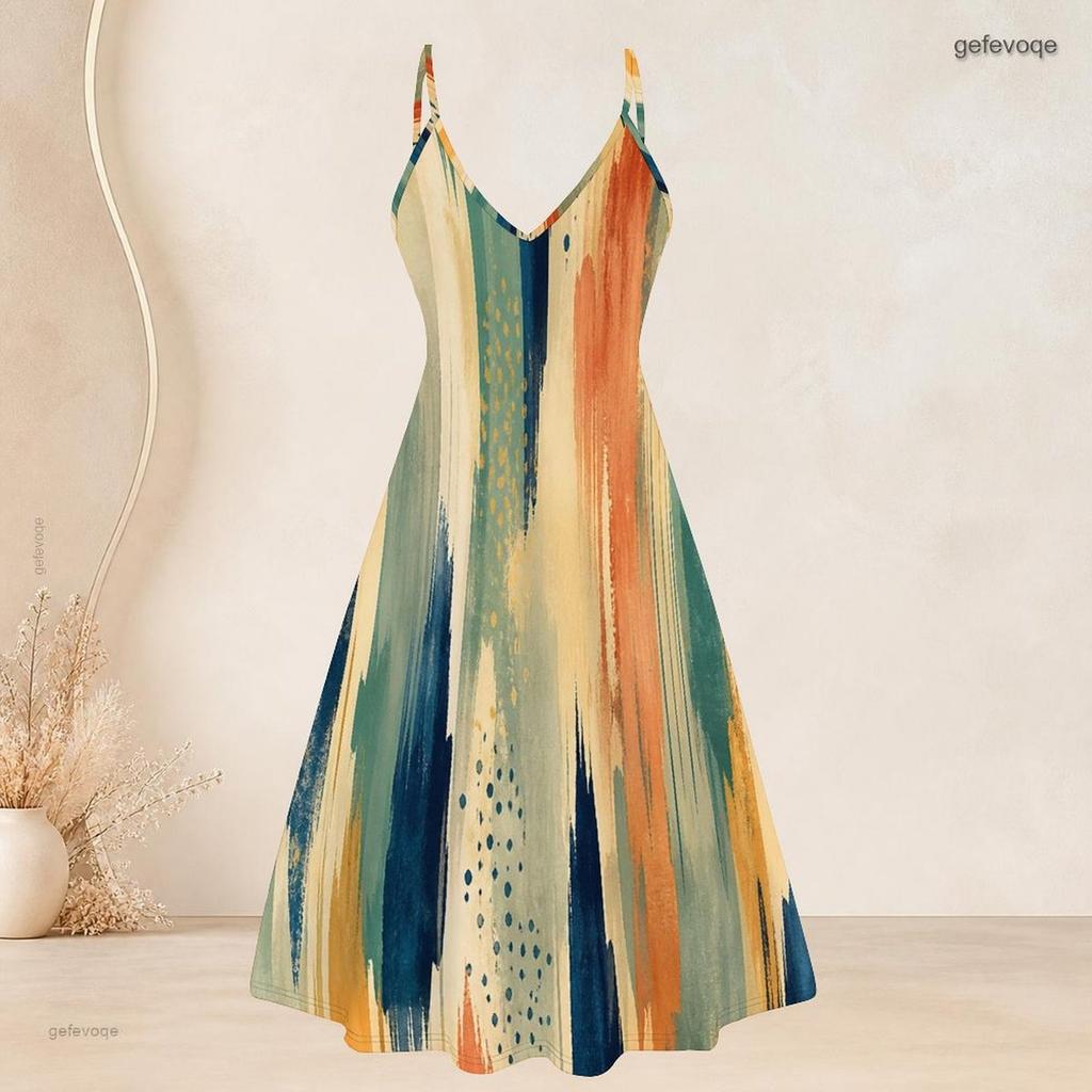 Women Plus Size Two Piece Set Short Sleeve Draped Cardigan Strappy V Neck Flared Printed Dress Dark Blue Gold