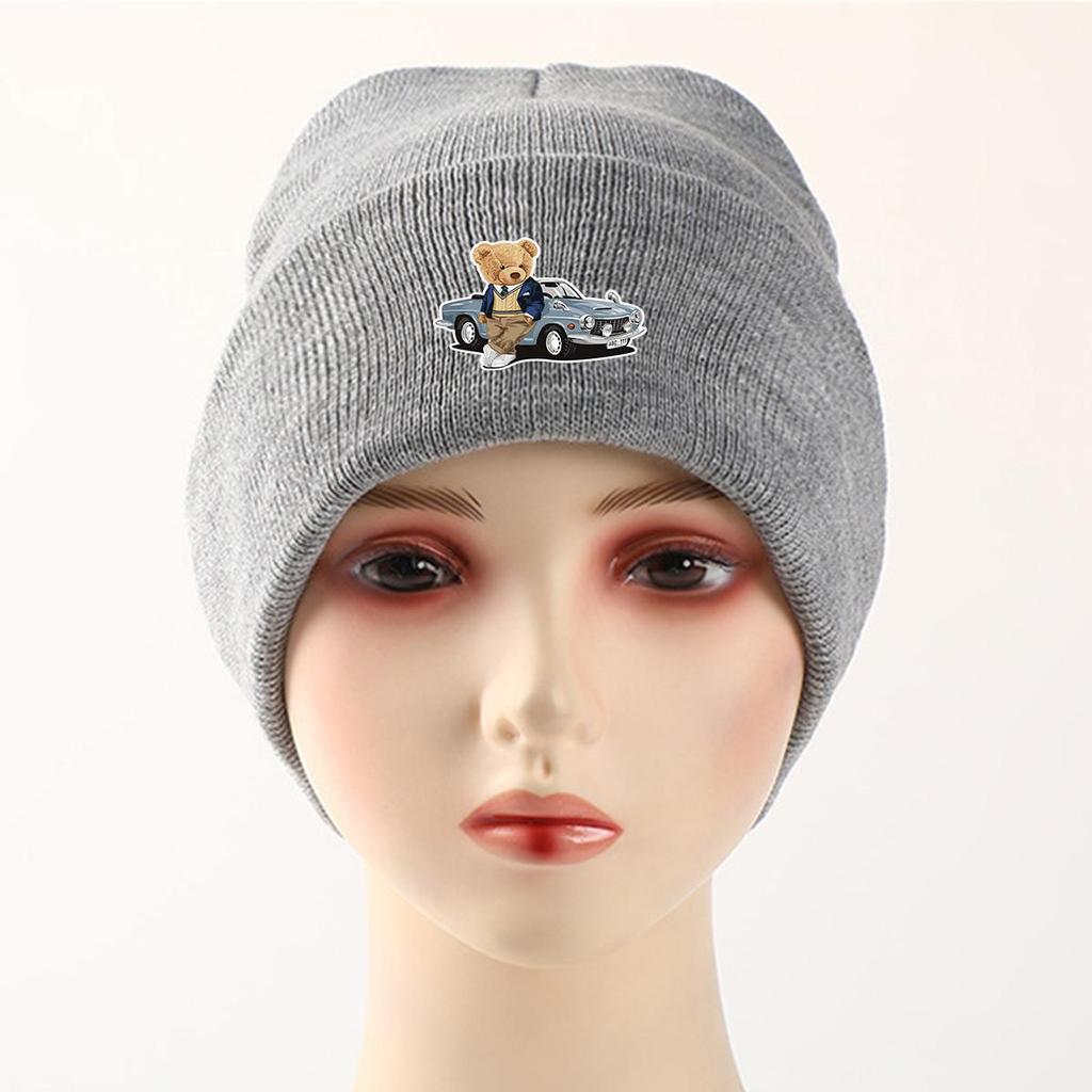 Bear Car Warm Knit Cap Beanie, Animal Man Cap Warm Winter Casual Bonnet Knit Hat Beanie