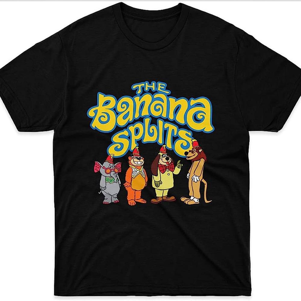 LOVELY The Banana Splits Cartoon Animals T-shirt Black All Sizes JJ3489