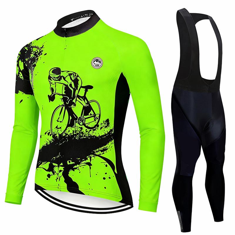 Team 2026 New Spring /Autumn Men Cycling Jersey Long Sleeve Set MTB Bike Clothing Maillot Ropa Ciclismo Racing Bicycle Clothes