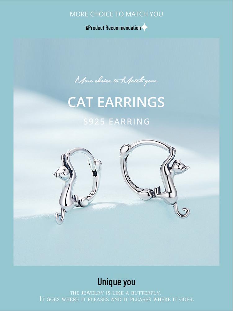 Avle S925 Sterling Silver Cat Ear Stretch Earrings