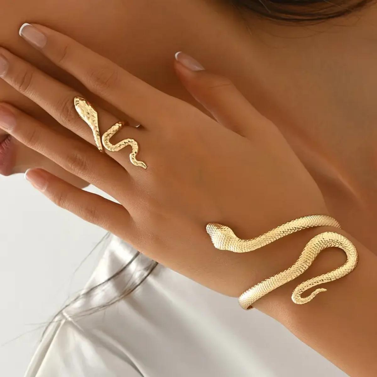 Женский простой браслет модный тренд дизайн sense браслет-змея кольцо нишевая индивидуальность открытый
