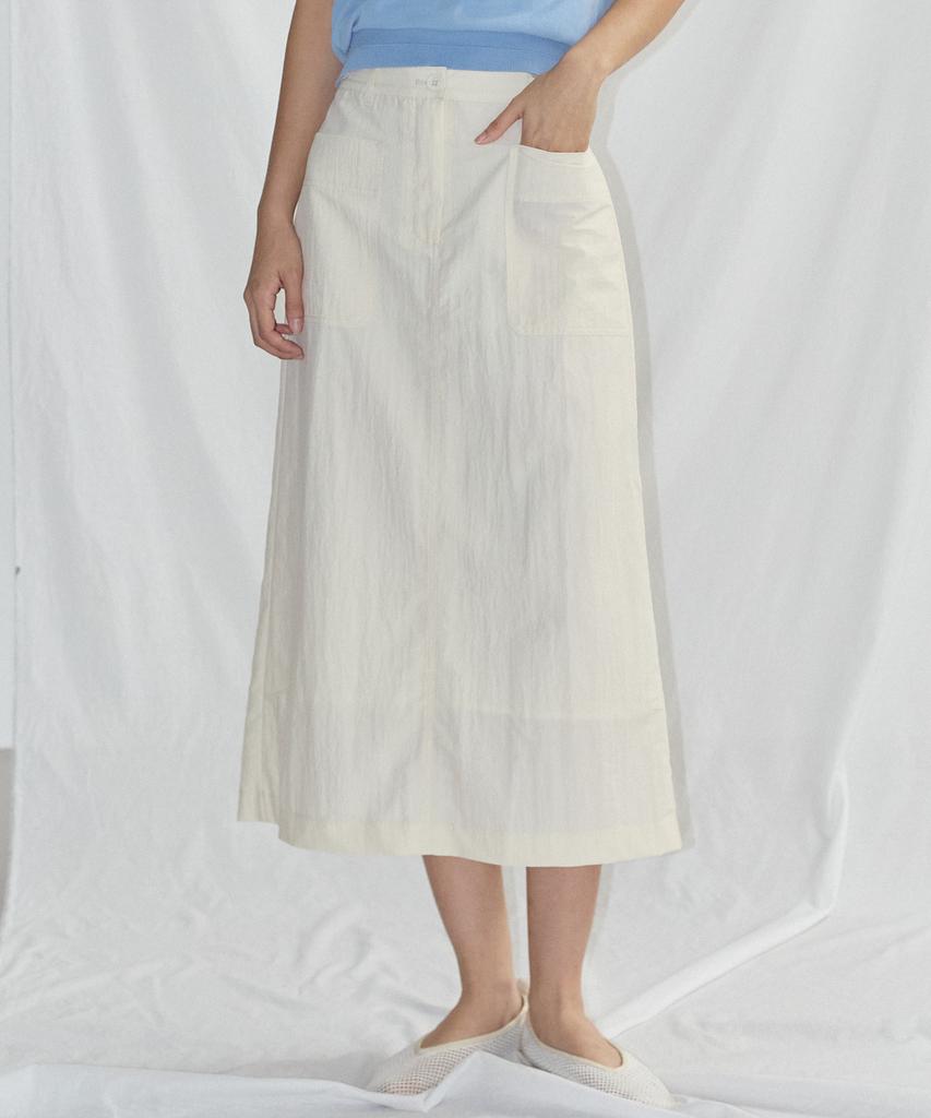 City Breeze Cool Air Out-Pocket H-Line Long Skirt_3 Colors