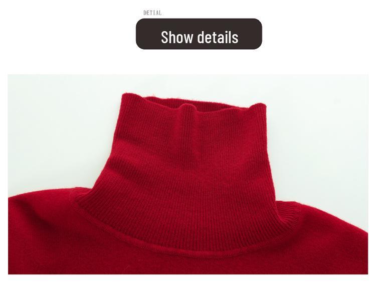 Women's Pure Wool High Neck Pullover: Warm Autumn/Winter Base Layer Long Sleeve Sweater