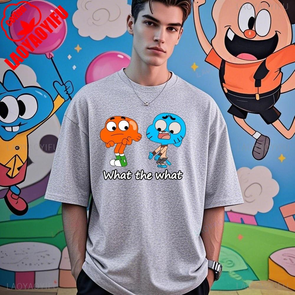 The Amazing World of Gumball Gumball and Darwin Summer Unisex Loose Harajuku Breathable Camisetas High Quality Loose T Shirt