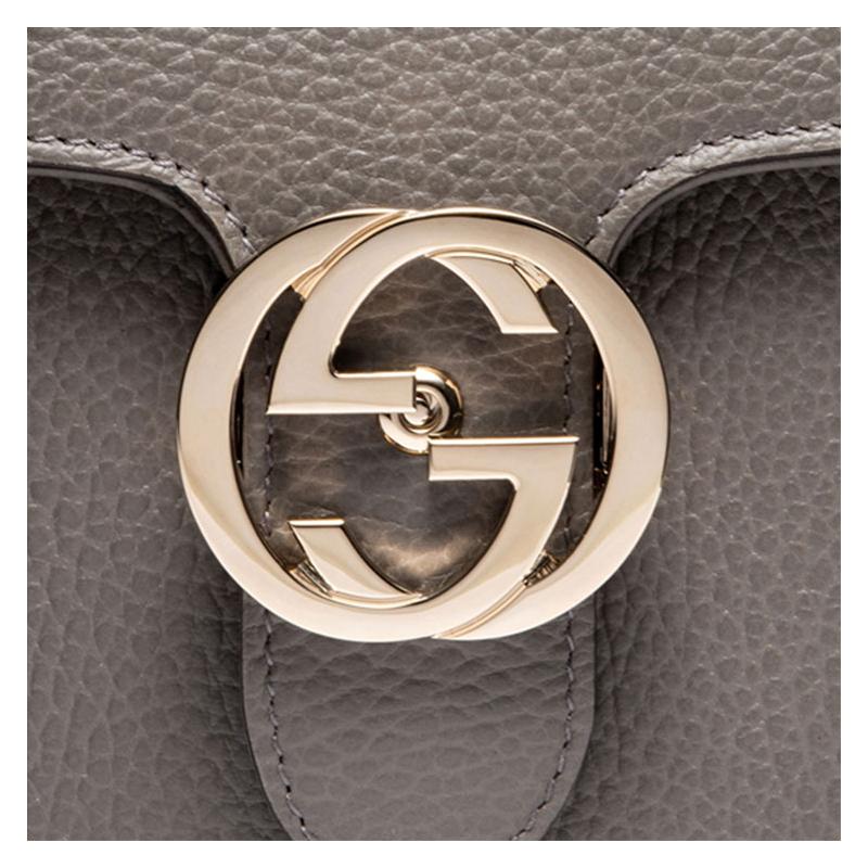 Gucci Double G Chain Pebbled Cowhide Messenger Bag Accordion Bag Crossbody Bag Shoulder Bag Women's Gray