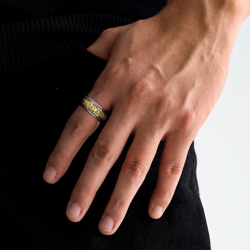 Adjustable Open Ring Men Women Vintage Geometric Armor-Inspired Design Plated Retro Style Jewelry
