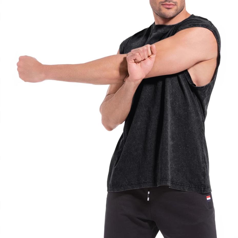 Urban Men's Distressed Washed Streetwear Sleeveless Vest