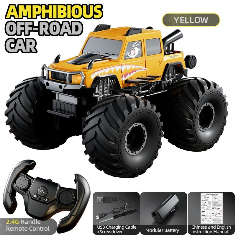 Q215 Amphibisches RC-Auto 2.4G Wasserdicht 4WD Geländegängig Hochgeschwindigkeit Kletter-Crawler Fernbedienungsfahrzeug Spielzeug für Kinder