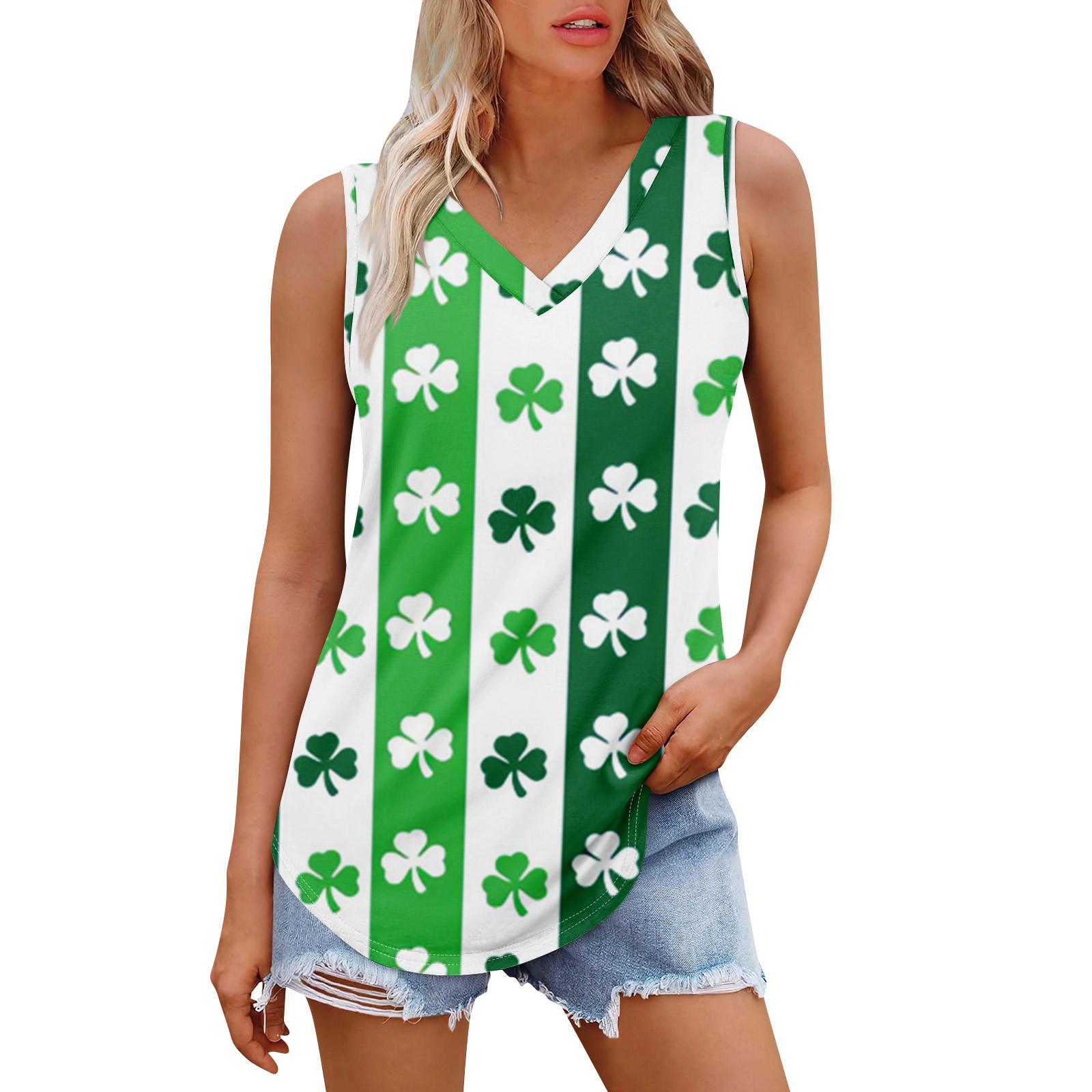 

Женская майка с V-образным вырезом для девочек. День Патрика Печать Повседневный Топ Майки Для Женщин Свободный Покрой Без Рукавов Топы Струящиеся XXL