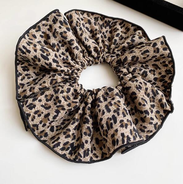 Spice girl leopard print large intestine hair band femininity small waist skirt fluffy large hair rope woman