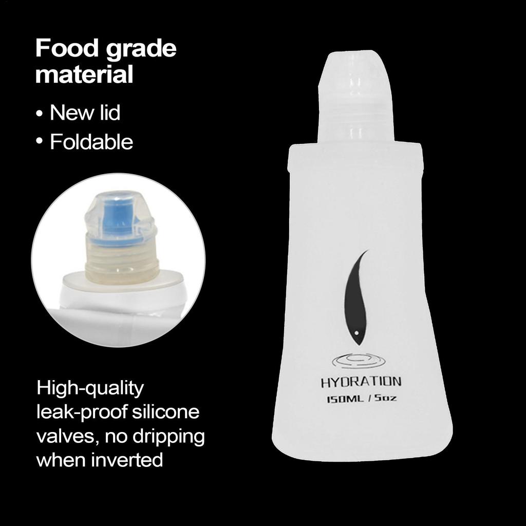 Folding 150ML Sports Soft Water Bottle TPU Soft Water Bag Marathon Drinking Water Storage Pouch Running Water Jug Container Bag