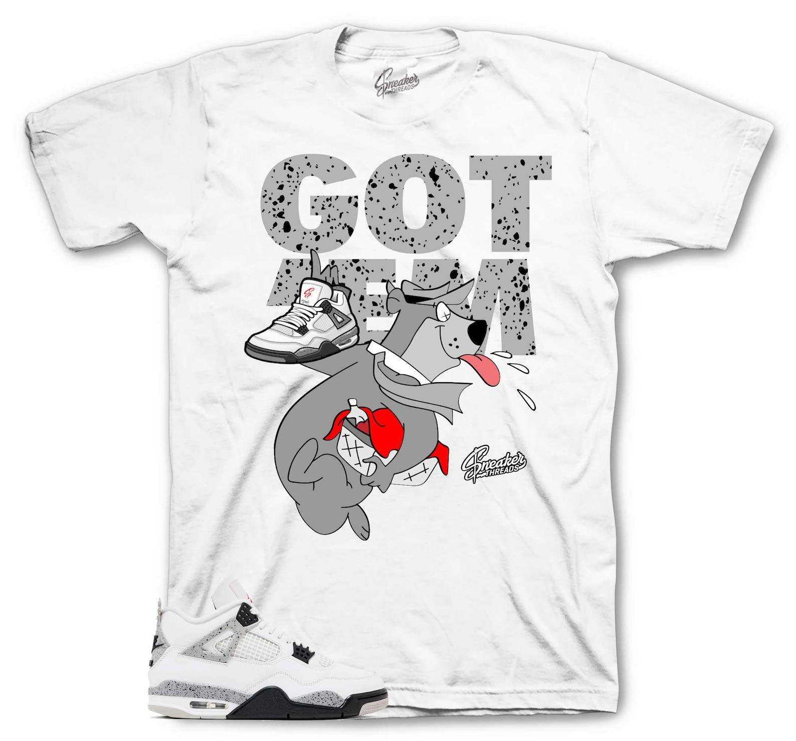 T-Shirt To Match Retro 4 White Cement - Finessed Sneaker Tee XL