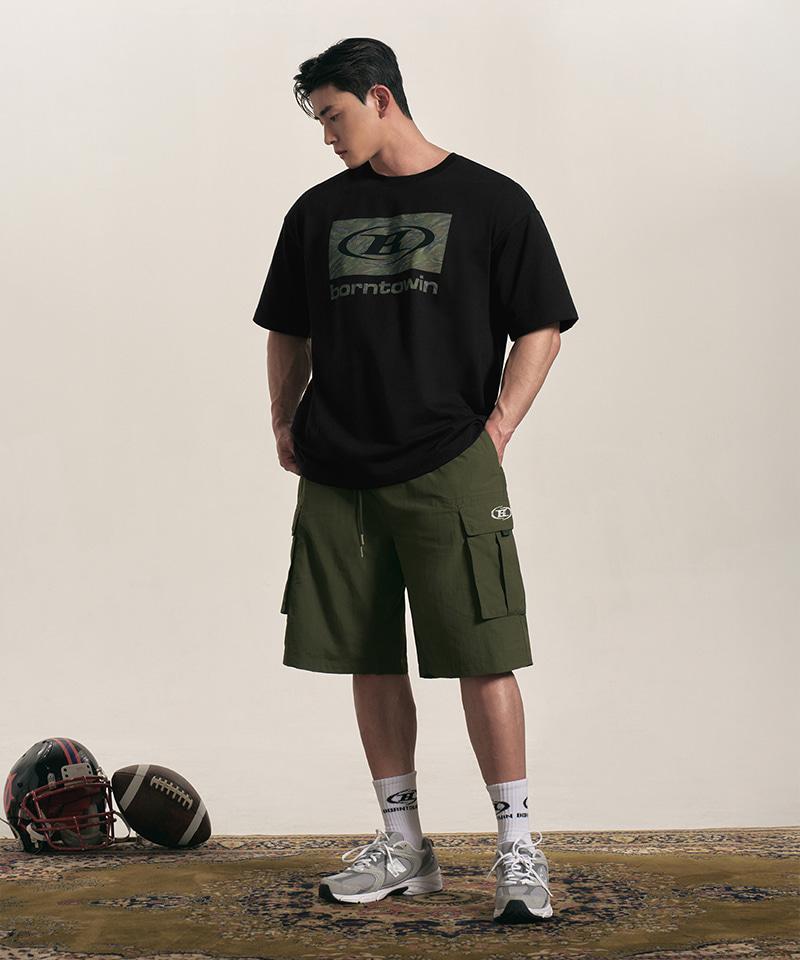 BORN TO WIN Camo Box Logo T-Shirts [Black]