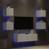 VidaXL Wall-Mounted TV Furniture with LED Lights 5 Pcs, Hanging TV Cabinets, Floating TV Furniture, Modern, White 3216860