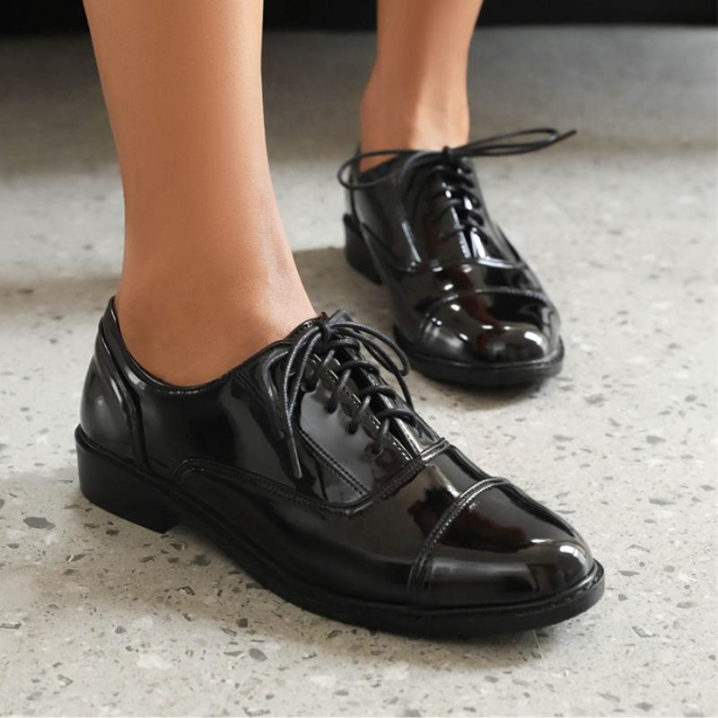 Bequeme Damen Low Heels Loafers Oxfords Schuhe Schnürschuhe Schwarz Rot Party Hochzeit Büro Schuhe Damenschuhe Große Größe 45