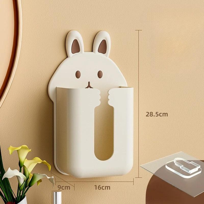Cartoon Wall Mount Toilet Paper Holder No Drill Storage Box Multi Function Bathroom Tissue Dispenser Home Organizer