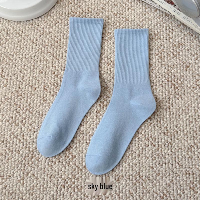 Bunte Damen Kniehohe Candy Color Scrunch Socken - Trendy, Ganzjährig, Mittelhoher Schaft, Einfache Tanz Baumwollsocken