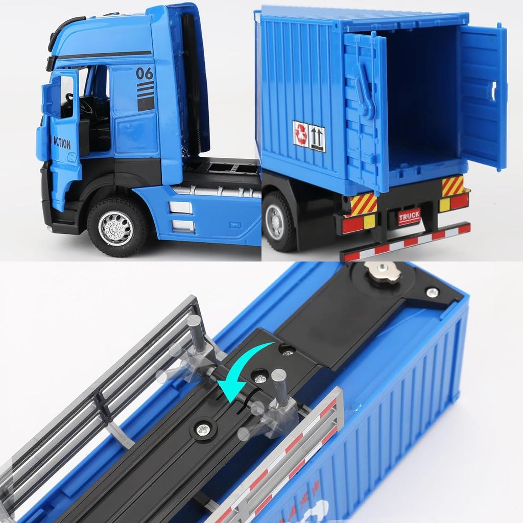 Camion Porte-Conteneurs Alliage - Jouet Enfant Avec Sons Et Lumières, Portes Ouvrantes, Fonction Tirer-Relâcher - 1:48, 35 Cm - Cadeau 3+ Ans
