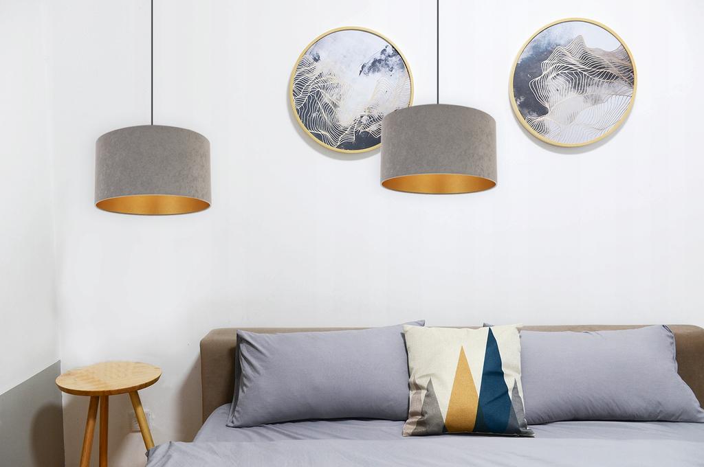 Hanging Lamp Ceiling Chandelier Golden Velvet Lampshade