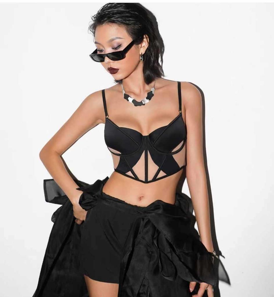 Sexy French Mesh Cotton Lingerie Set: Slimming Supportive Bra for Large Bust
