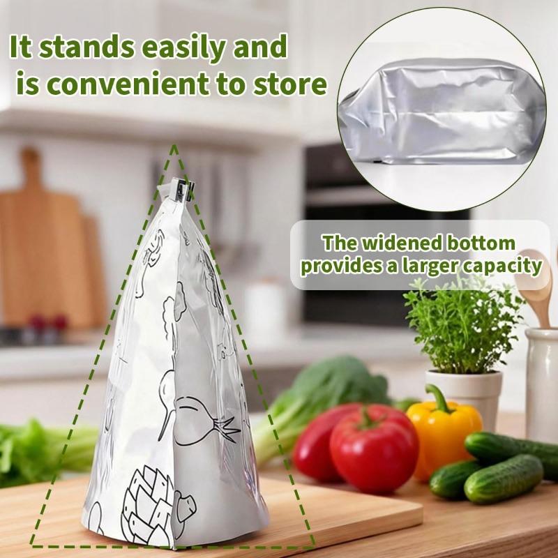 10Pcs/Bag Kitchen Aluminum Foil Fresh-keeping Bag Zipper Lock Bag Sealable Frozen Sealed Packaging Food Packaging Bag