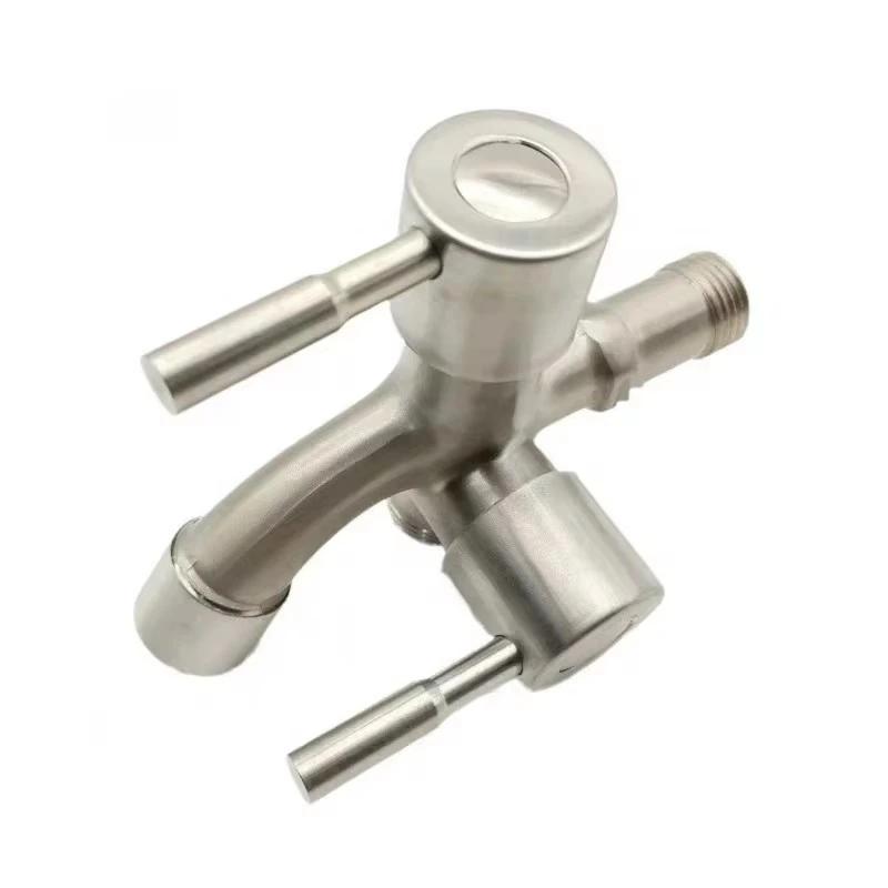 Dual Control 1/2" Double Outlet Faucet Bidet Water Tap One In Two Out for Bathroom Sink Fitting Washing Machine
