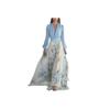 Euro Female Long Sleeve V Neck Spliced Print Chiffon Maxi Dress For Casual Streetwear